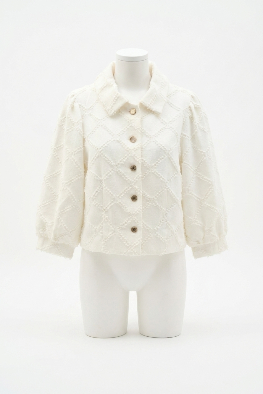 NEW JOSEPH RIBKOFF cotton twill balloon sleeves jacket in off-white